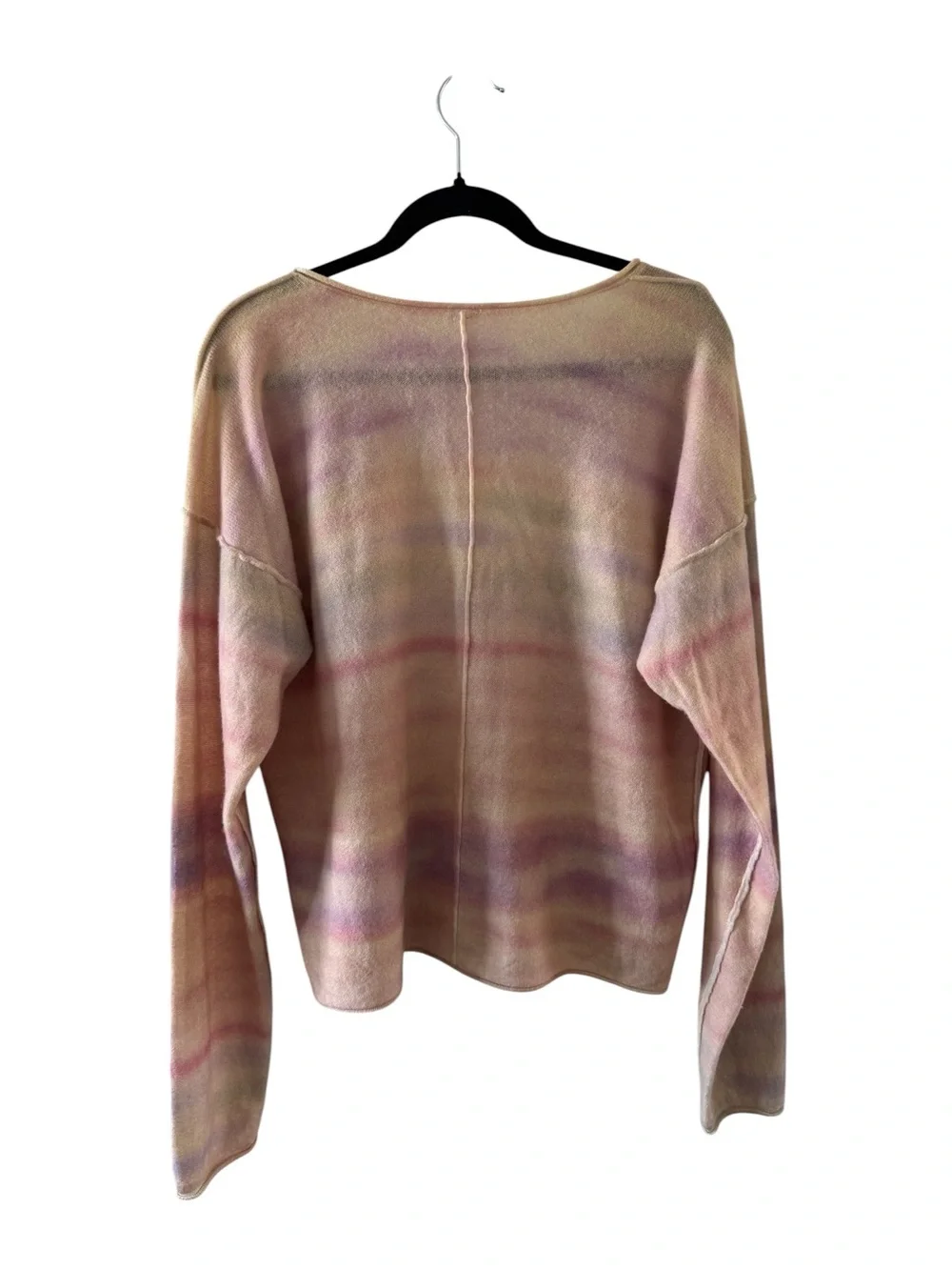 NWOT Free People Cashmere Pastel Stripe V-Neck Sweater lightweight sz Small